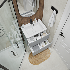 Vivon Тумба под раковину Shelly 60 подвесная серая матовая – фотография-3